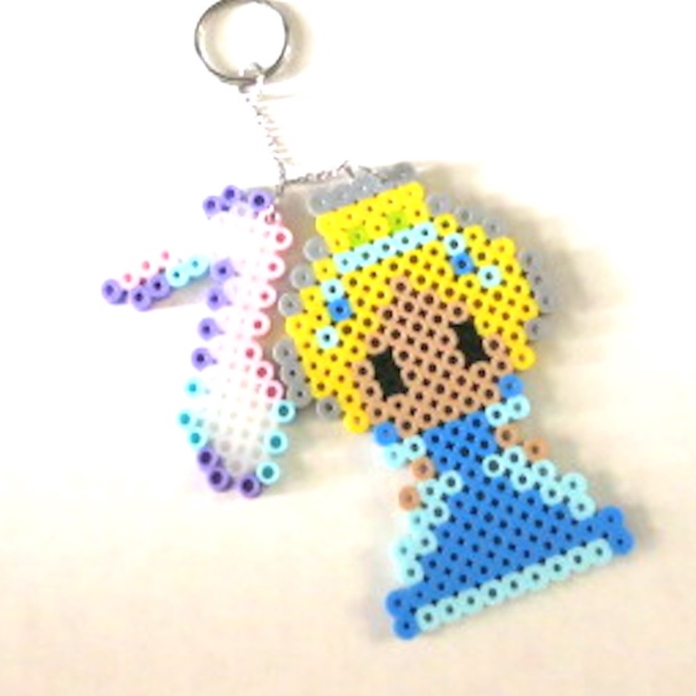 Perler Beads Cinderella w/ Slipper Keychain